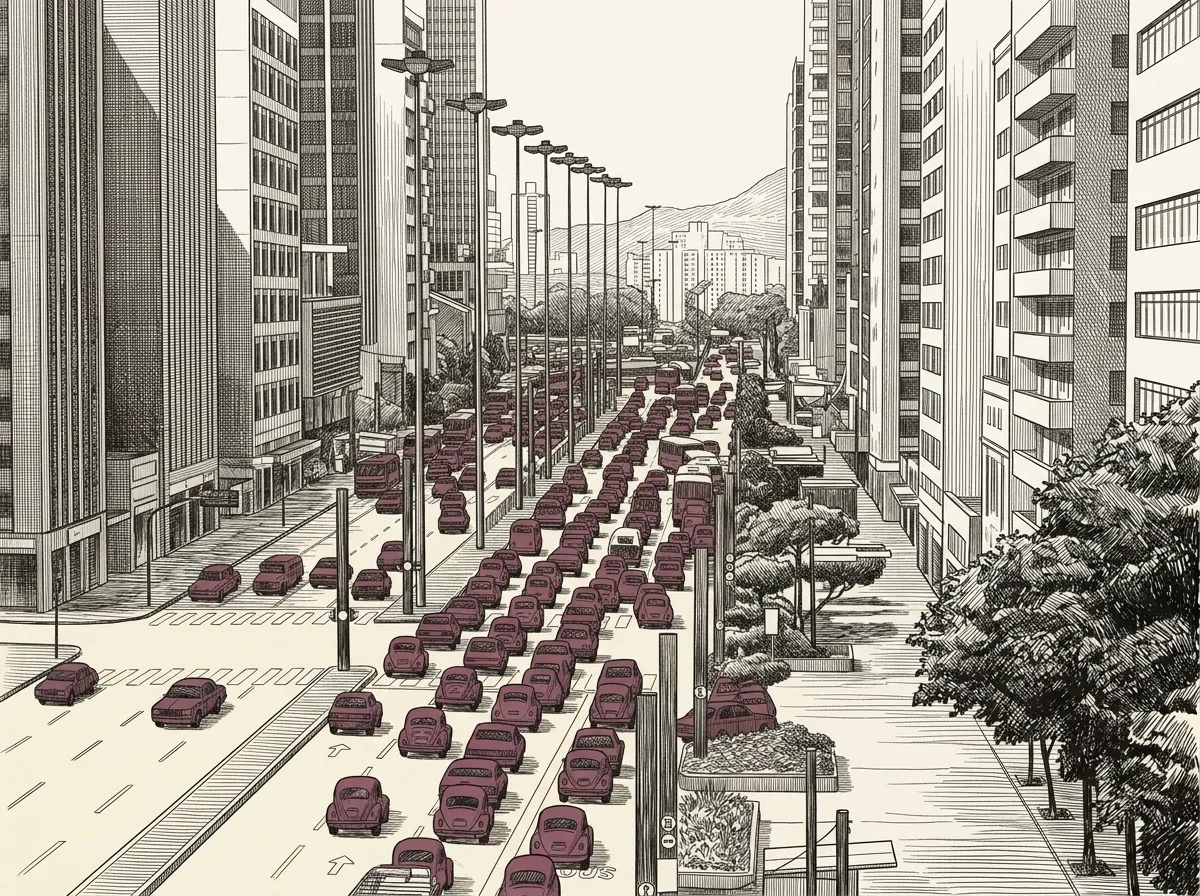 L'Avenida Paulista au dessin à l'encre.