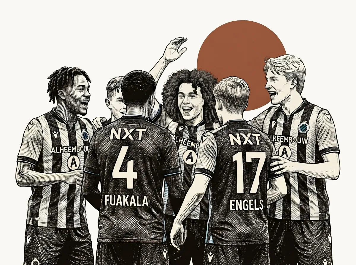 Joueurs du Club NXT célébrant, dessin aux traits